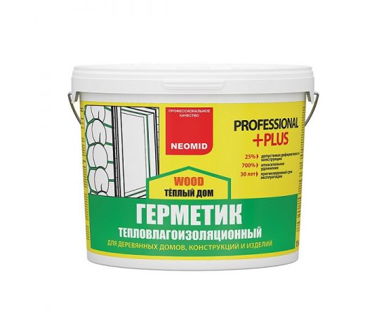 Акриловый герметик Neomid Теплый Дом Wood Professional Plus Белый, 3 кг