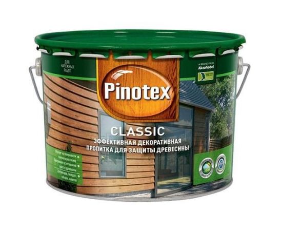Pinotex Classic Калужница, антисептик для дерева, 9 л