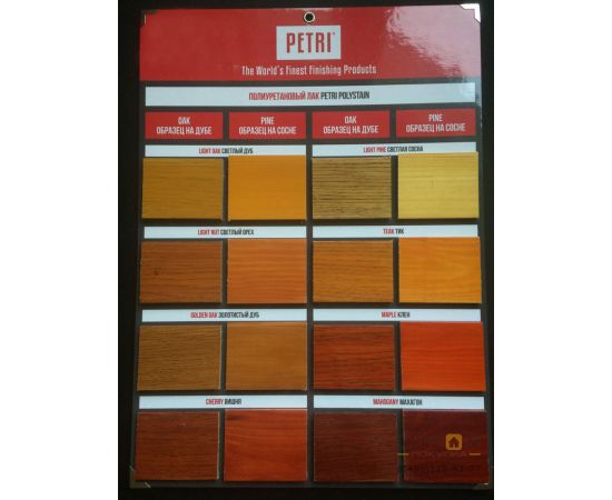 Petri Polystain Светлый дуб, лак для дерева и паркета глянцевый, 3.785 л