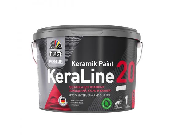 Краска для влажных помещений Dufa Premium KeraLine Keramik Paint 20 полуматовая прозрачная база 3, 9 л