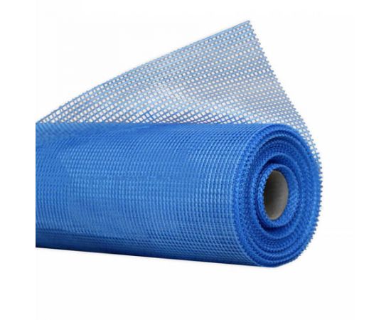 Сетка фасадная стеклотканевая Polinet+ 5х5 мм (160 г/м2) синяя, 1 м х 45 м