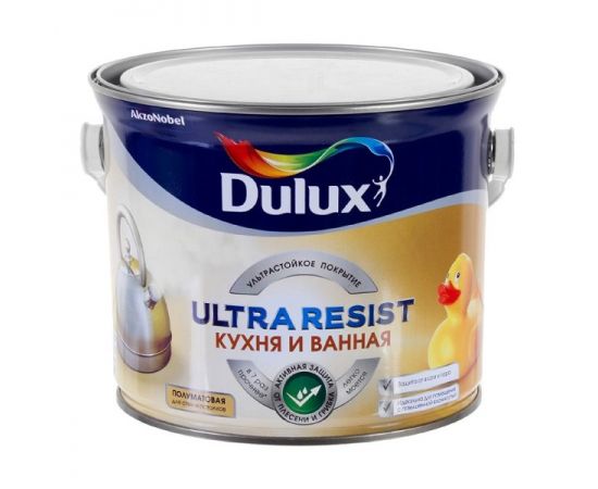 Краска Dulux Ultra Resist BC полуматовая для кухонь и ванных комнат, 4.5 л