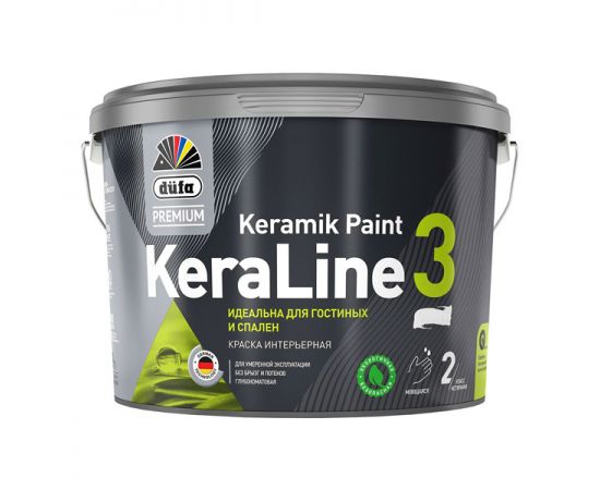 Краска для стен и потолков Dufa Premium KeraLine Keramik Paint 3 глубокоматовая прозрачная база 3, 9 л