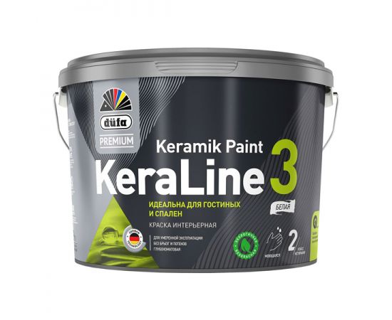 Краска для стен и потолков Dufa Premium KeraLine Keramik Paint 3 глубокоматовая белая база 1, 9 л