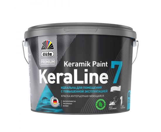 Краска для стен и потолков Dufa Premium KeraLine Keramik Paint 7 матовая прозрачная база 3, 9 л