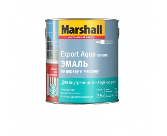 Эмаль на водной основе Marshall Export Aqua Enamel, универсальная, полуматовая, белая, 2,5 л