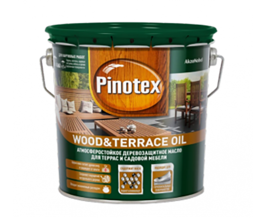 Масло деревозащитное для терасс и садовой мебели Pinotex Wood & Terrace Oil, бесцветное, 1 л