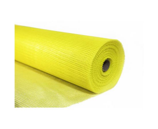 Сетка фасадная стеклотканевая Polinet нарезка 5х5 мм (145 г/м2) желтая, 1 м х 18 м