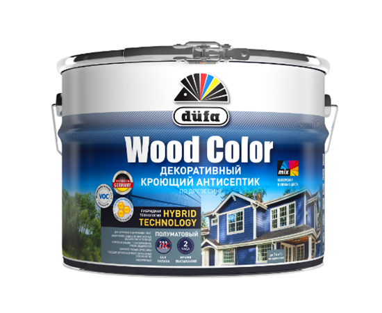 Декоративный кроющий антисептик Dufa Wood Color стальной серый 9 л 