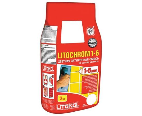 Затирка для швов плитки С.00 Белый Litokol Litochrom 1-6 мм, 2 кг