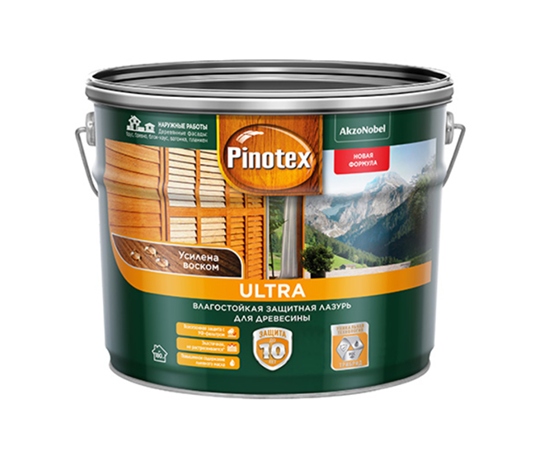 Pinotex Ultra бесцветный, антисептик для дерева с УФ фильтром (база под колеровку), 9 л