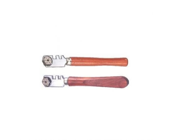 Стеклорез шестироликовый с деревянной ручкой, СТО-713