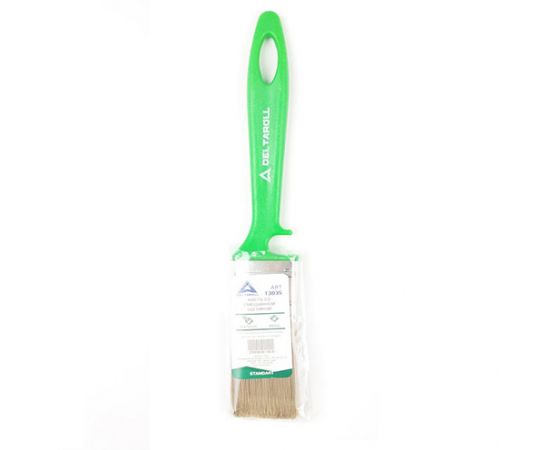 Кисть флейцевая с зеленой ручкой Deltaroll, смешанная щетина, 35x10 мм, 13035