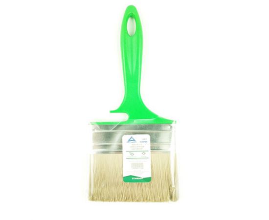 Кисть флейцевая с зеленой ручкой Deltaroll, смешанная щетина, 100x12 мм, 13099