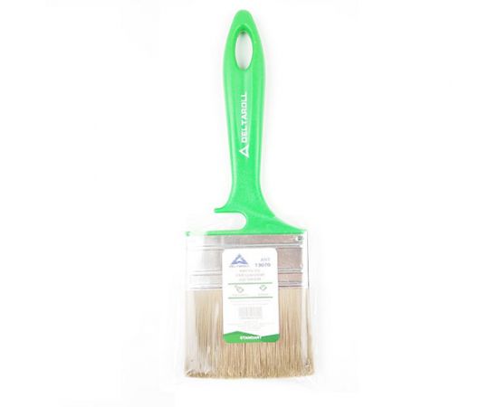 Кисть флейцевая с зеленой ручкой Deltaroll, смешанная щетина, 70x12 мм, 13070