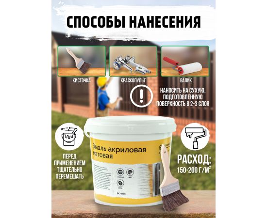 Эмаль универсальная акриловая БС 115м матовая Доминар, 2.4 кг