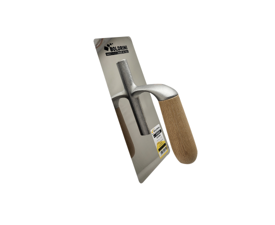 Кельма с зеркально-гладкой поверхностью с деревянной ручкой, Inox Boldrini, 240х100 мм, 55812