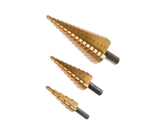 Набор сверл ступенчатых Strong G1, 3 предмета, 4-12 мм; 4-20 мм; 4-32 мм, СTМ-52900003