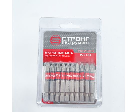 Набор магнитных бит 1/4" Strong СТП-933 PZ 2, 50 мм (10 шт)