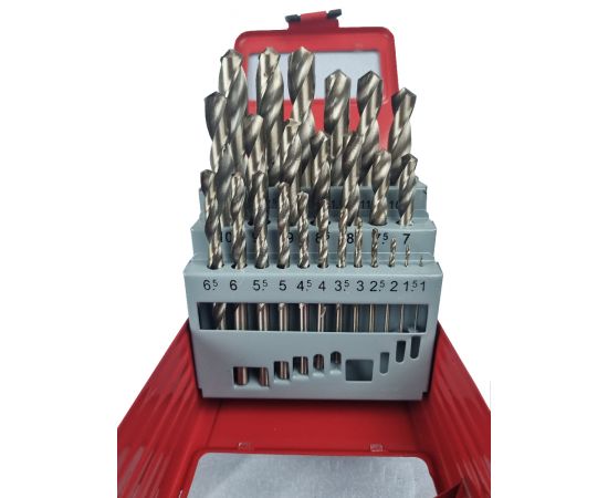 Набор сверл по металлу HSS стандарт, 25 предметов от 1 - 13 мм, СТС-021