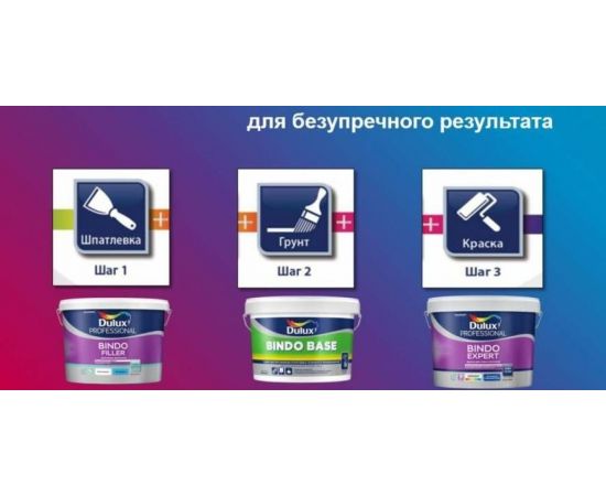 Краска Dulux Bindo 2 БЕЛОСНЕЖНАЯ для потолков и стен, глубокоматовая, 9 л
