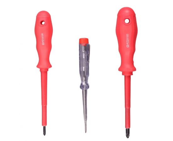 Набор диэлектрических отверток PZ1х100/PZ2х100 + пробник, 3 предмета, СТП-99200003