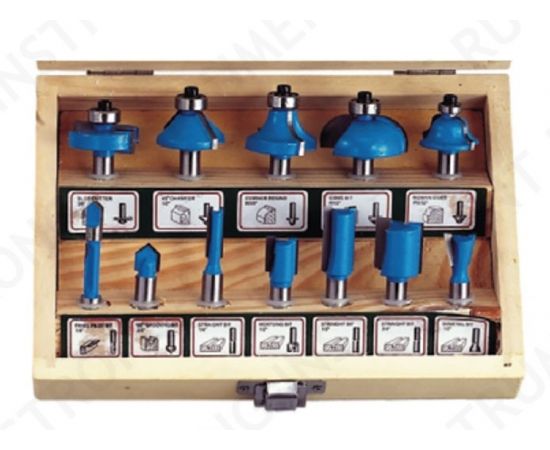 Набор твердосплавных фрез по дереву, 12G фрез, СТФ-8316