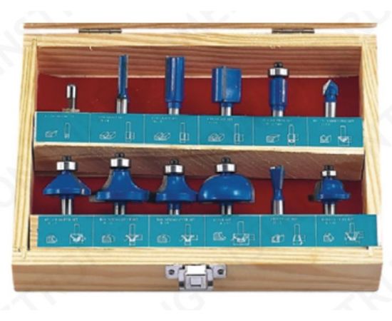 Набор твердосплавных фрез по дереву, 12H фрез, СТФ-8317