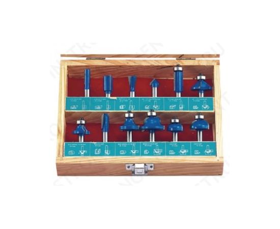 Набор твердосплавных фрез по дереву, 12K фрез, СТФ-8319