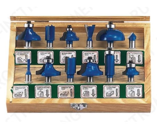 Набор твердосплавных фрез по дереву, 12T фрез, СТФ-8320