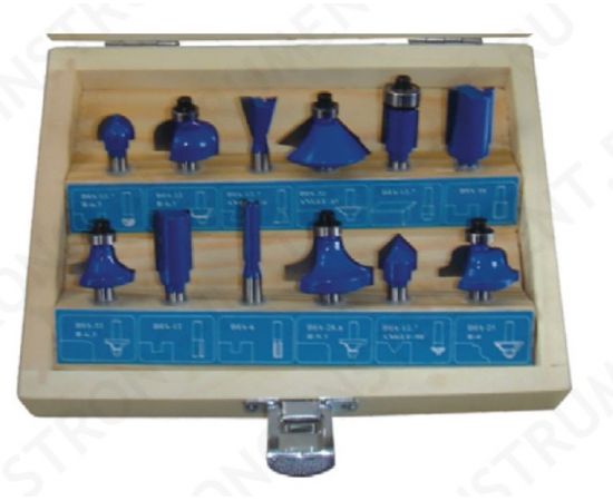 Набор твердосплавных фрез по дереву, 12L фрез, СТФ-8321