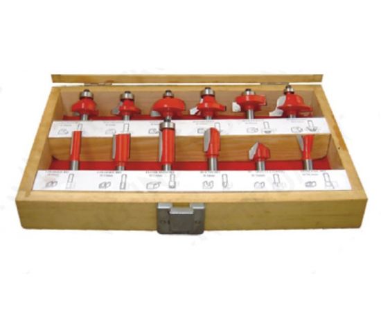 Набор твердосплавных фрез по дереву, 12S фрез, СТФ-8322