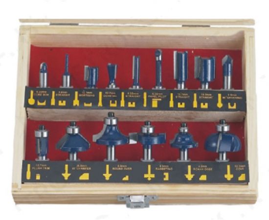 Набор твердосплавных фрез по дереву, 15D фрез, СТФ-8325