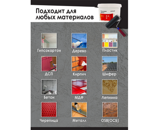 Резиновая краска Доминар, черная, 10 кг