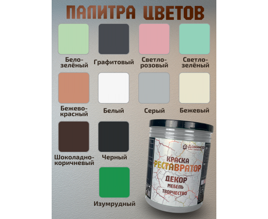 Краска для мебели меловая, цвет серый, 0.3 кг