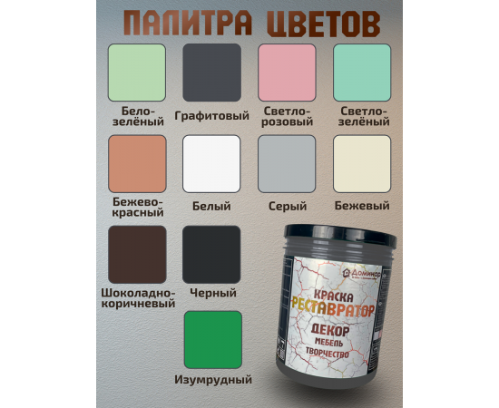 Краска для мебели меловая, цвет графитовый, 0.3 кг